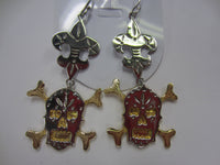 Solid 925 Sterling Silver and Vermeil Skull Dangling Earrings Big Fancy Jewelry  US Seller