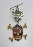 Solid 925 Sterling Silver and Vermeil Skull Dangling Earrings Big Fancy Jewelry  US Seller