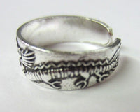 Solid925 Sterling Silver Adjustable Toe Ring Chinese Dragon Oxidized Jewelry