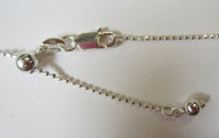 1.2mm Solid Sterling Silver Adjustable Diamond Cut Bead Chain Necklace up to 22" Jewelry