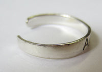 3.4mm Sterling Silver Adjustable Toe Ring ALOHA Design Oxidized Jewelry