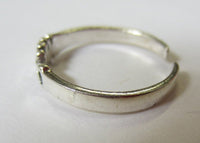 Solid 925 Sterling Silver Adjustable Toe Ring Fish Design with Clear CZ Jewelry