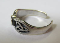 Sterling Silver Adjustable Toe Ring Celtic Design with CZ Stone Solid 925 Jewelry
