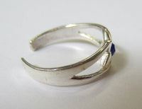 Solid 925 Sterling Silver Adjustable Toe Ring Blue CZ  Star Design Jewelry