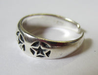 Solid 925 Sterling Silver Adjustable Toe Ring Star Design Oxidized Jewelry