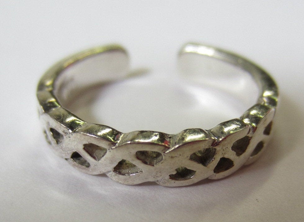 Sterling Silver Adjustable Toe Ring Celtic Design Solid 925 Thick and Heavy Jewelry