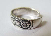Solid 925 Sterling Silver Adjustable Toe Ring Flowers Oxidized Jewelry
