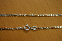 1.8mm Solid Sterling Silver Italian Made 3+1 Figaro Chain Necklace Made in Italy 20" Stamped 925