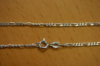 1.8mm Solid Sterling Silver Italian Made 3+1 Figaro Chain Necklace Made in Italy 18" Stamped 925