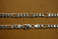 24"  4.5mm Solid Sterling Silver Italian Made 3+1 Figaro Chain Necklace Made in Italy Stamped 925
