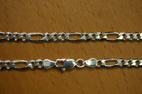 18"  4.5mm Solid Sterling Silver Italian Made 3+1 Figaro Chain Necklace Made in Italy Stamped 925