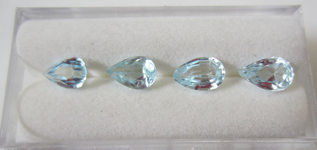 2pcs 6x9mm Natural Sky Blue Topaz Pear Faceted Gemstones Gems FREE Gem Jar Jewelry