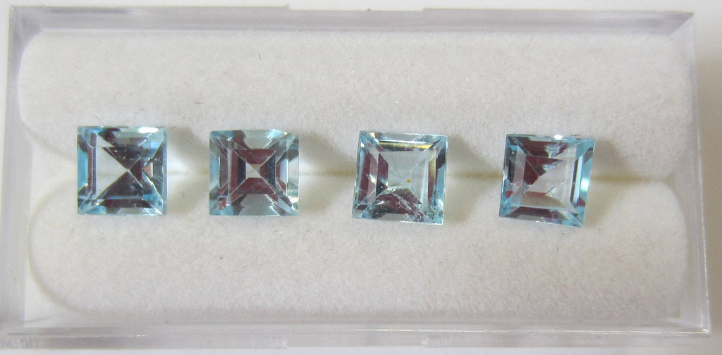 5pcs 5mm Natural Sky Blue Topaz Square Faceted Gemstones Gems FREE Gem Jar Jewelry