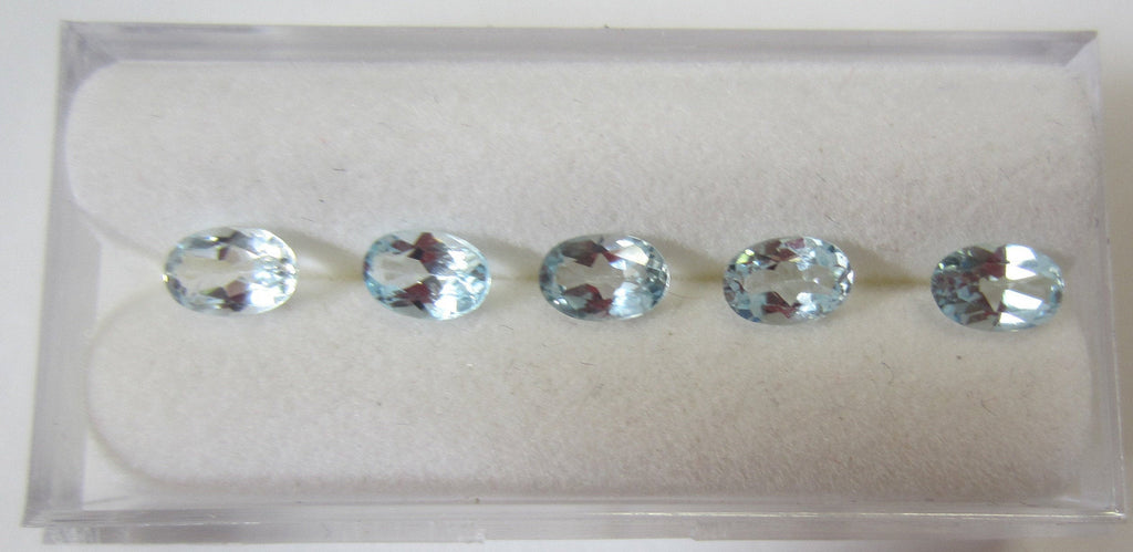 5pcs 5x7mm Natural Sky Blue Topaz Oval Faceted Gemstones Gems FREE Gem Jar Jewelry