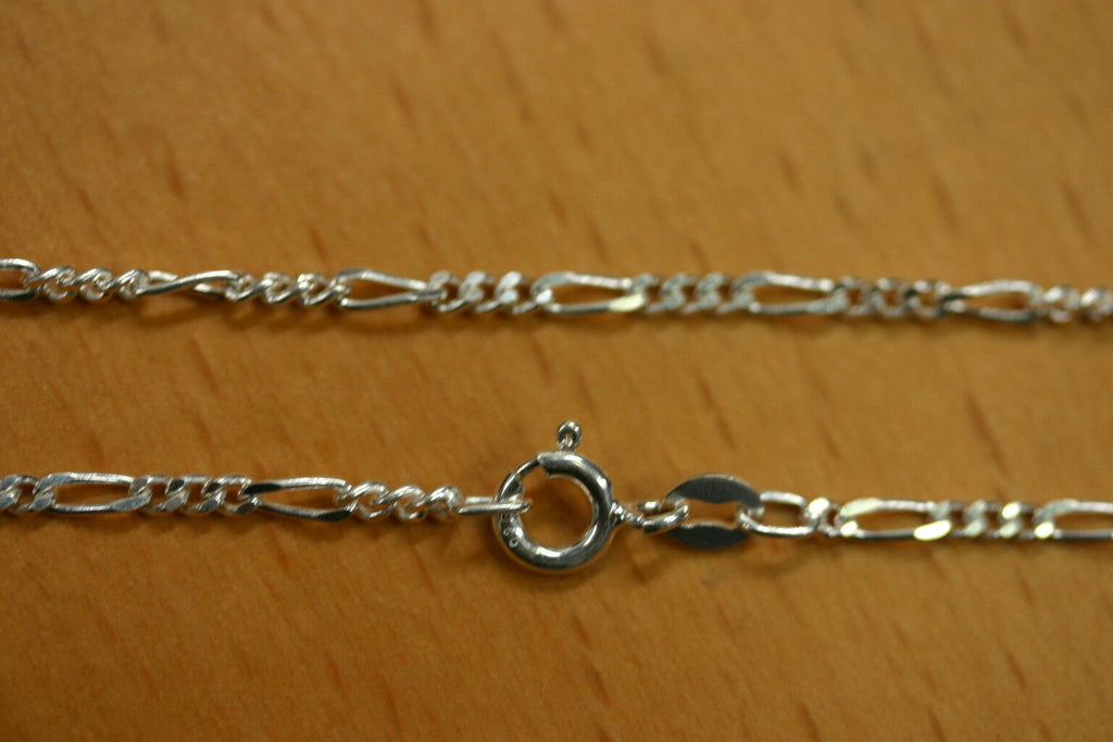2.1mm Solid Sterling Silver Italian Made 3+1 Figaro Chain Necklace Made in Italy 30" Stamped 925