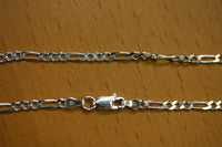 2.9mm Solid Sterling Silver Italian Made 3+1 Figaro Chain Necklace Made in Italy 20" Stamped 925