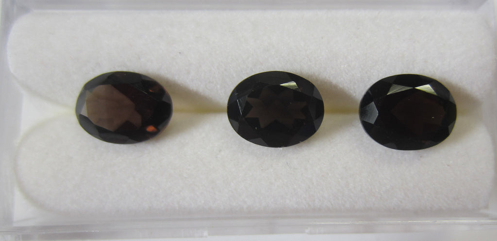 2pcs 10x14mm Natural Smoky Quartz Oval Faceted Gemstones Gems FREE Gem Jar Jewelry