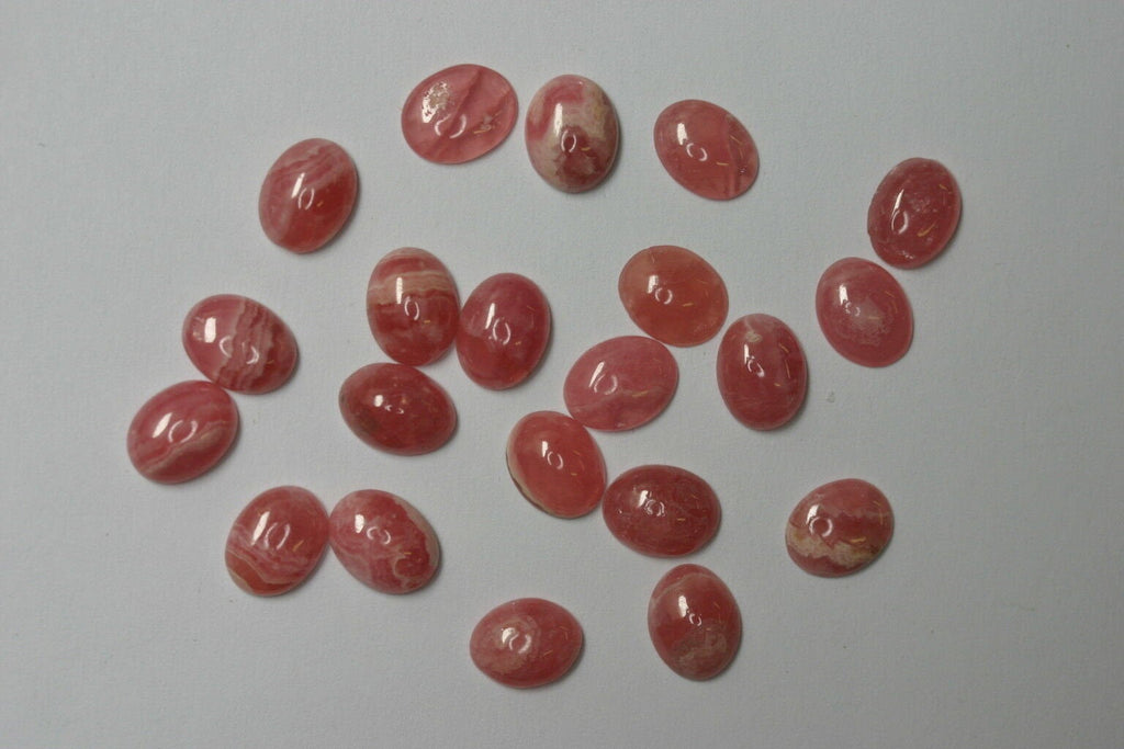 2pcs 8x10mm Natural Rhodochrosite Calibrated Oval Cabochon Cab Gems Gemstones Jewelry