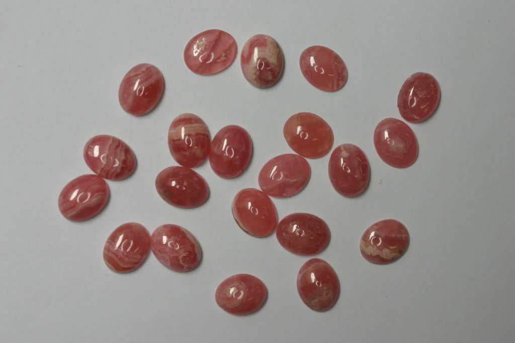 2pcs 4x6mm Natural Rhodochrosite Calibrated Oval Cabochon Cab Gems Gemstones Jewelry