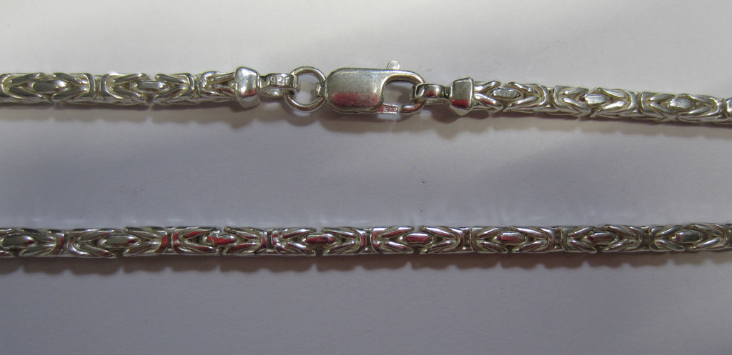 20" 3mm Large Solid .925 Sterling Silver Square Byzantine Chain Necklace Jewelry Made in Italy 81830