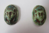10pcs 11x16mm Art Deco Egyptian Cameo Pharaoh Face Venetian Glass Cabochon