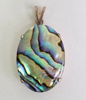 Paua Shell Abalone Mother of Pearl Sterling Silver Pendant 18x25 22x30 30x40