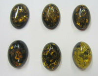 Natural Calibrated Oval Green Amber Cabochon Gemstones 6x8mm 8x6mm Gems Jewelry