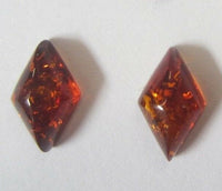 2pcs Natural Amber Diamond cut Cabochon High Quality Gemstones 6x11mm RARE