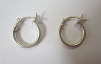 14mm Solid .925 Sterling Silver Round Hinged Hoop Earrings High Quality
