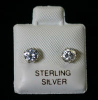 2pcs 5mm CZ Cubic Zirconia Round Sterling Silver Stud Earrings Stones Post
