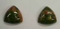 2pcs Unakite Trillion Calibrated Cabochon Gemstones High Quality 12mm RARE