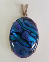 Paua Shell Abalone Mother of Pearl Sterling Silver Pendant 18x25 22x30 30x40