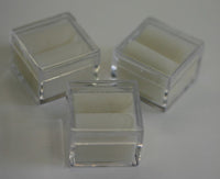 25pcs Acrylic Square Gem Jars Box Gemstones White Foam 1" x 1" Storage Display