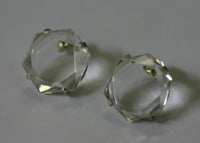 17mm x 4mm Faceted Hexagon Natural Quartz MADE IN USA Sterling Silver Earrings
