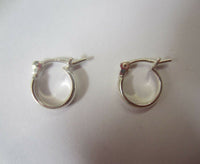 9mm Solid .925 Sterling Silver Half Round Hinged Hoop Earrings High Quality