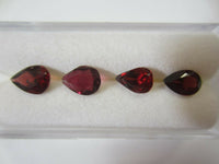 2pcs Natural Red Garnet Pear Faceted Gemstones 7x10mm 8x12mm 9x11mm Jewelry