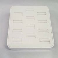 12-Slot Ring Holder Display White Faux Leather Brand New