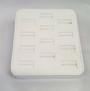12-Slot Ring Holder Display White Faux Leather Brand New