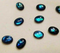 10pcs 4x6mm Natural Paua Shell Blue Calibrated Oval Cabochon Gemstones Jewelry