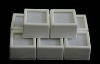 12 Glass top Square Gem Jars Box White Gemstones Coin White/Black Foam 1 1/16"