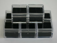 12 Acrylic Square Gem Jars Box Gemstones Black Foam 1" x 1" Storage Display 1x1