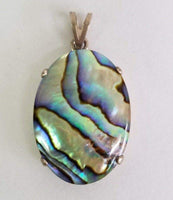Paua Shell Abalone Mother of Pearl Sterling Silver Pendant 18x25mm 22x30mm 30x40mm US SELLER
