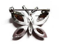 Solid 925 Sterling Silver Brooch Pendant with Marquise Amber Cabochons Jewelry