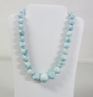 20" High Quality Larimar Round Bead Necklace Jewelry Sterling Silver 12mm 23mm