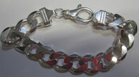 10" 14.5mm Extra Large Solid .925 Sterling Silver 6 Sided Curb Chain Bracelet Jewelry Made in Italy 83315