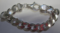 10" 14.5mm Extra Large Solid .925 Sterling Silver 6 Sided Curb Chain Bracelet Jewelry Made in Italy 83315