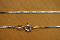 1.1mm Solid Sterling Silver Italian Made Box Chain Made in Italy 18" Stamped 925