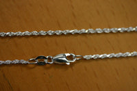 1.5mm Solid Sterling Silver Italian Made Diamond cut Rope Chain Necklace Made in Italy 18" Stamped 925