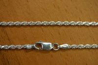 24" 2.2mm Solid Sterling Silver Italian Made Diamond cut Rope Chain Necklace Made in Italy Stamped 925