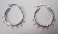 20mm 7 Rings Hoop Earrings Solid 925 Sterling Silver Hinged Chandelier Hoop Earrings Findings